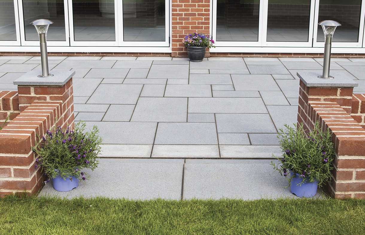 Global Stone granite paving graphite edged with silver-grey