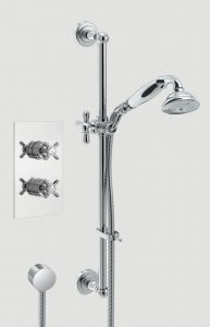 Bristan 1901 shower pack with recessed valve, riser rail and handset.