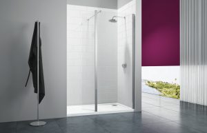 Merlyn series 8 wet wall with swivel deflector and Mstone tray